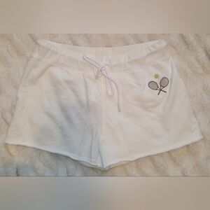 Leallo Dune Raw Hem Shorts with Embroidered Racket Detail - OUT OF STOCK ONLINE